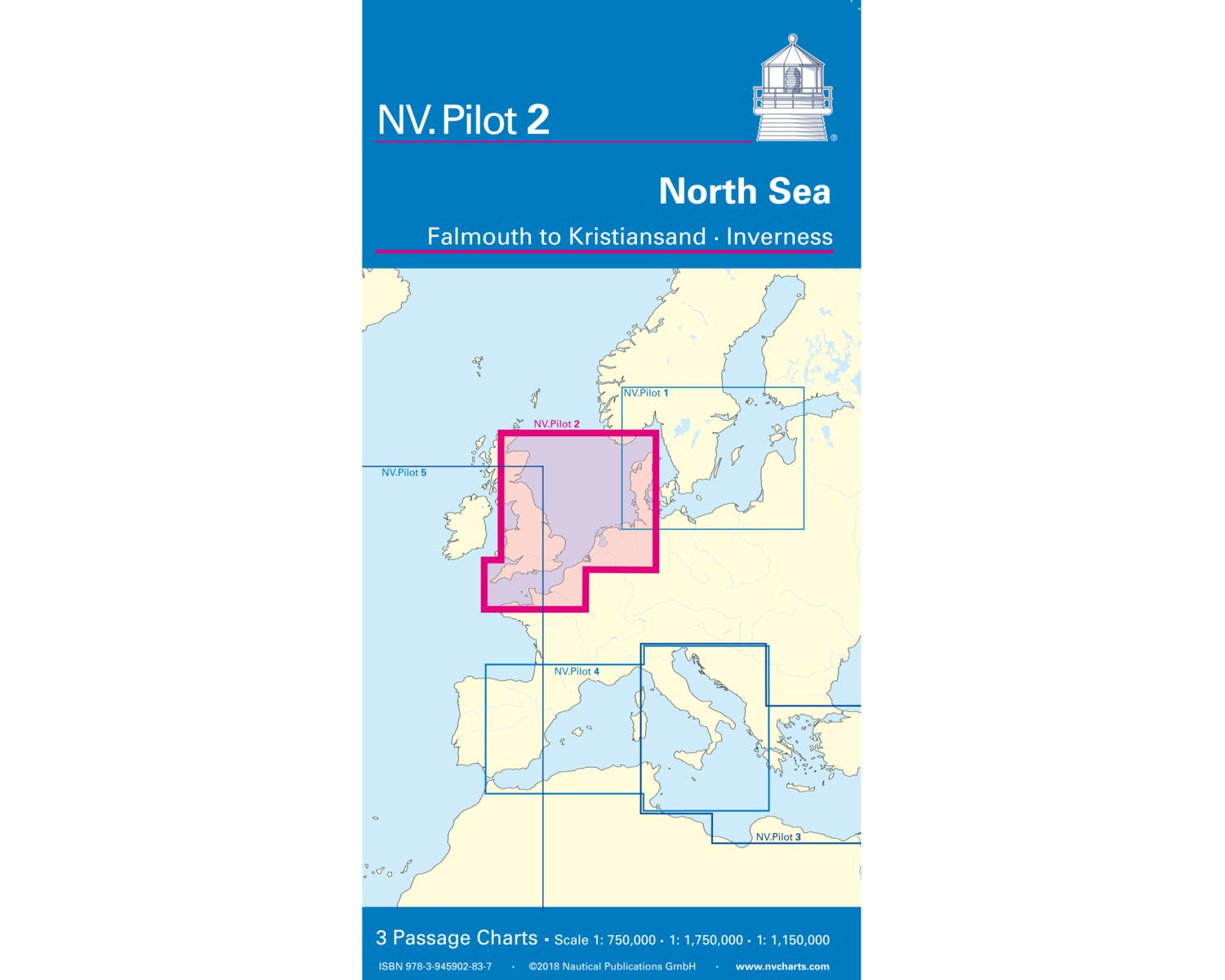 nv charts pilot 2 carte marine hauturière mer du nord mer stock chart