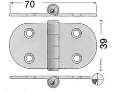 BIGSHIP Charnière inox 74x39mm