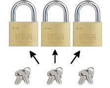 IFAM Cadenas laiton double verrouillage E-30 mêmes clés