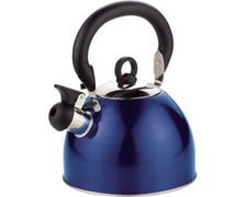 Bouilloire inox à sifflet métallisée bleu 2,5 L