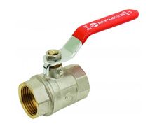 Vanne F/F laiton levier inox plat rouge 1/2" PN40