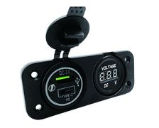 BIGSHIP Voltmètre numérique encastrable +double USB Type A+C