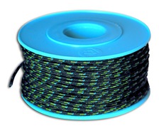 MEYER Garcette Racing noir liseré vert et bleu Ø2mm lg 20m