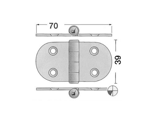 BIGSHIP Charnière inox 74x39mm