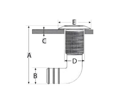 NUOVA RADE Sortie de coque blanche coudée Ø50mm - tuyau Ø38