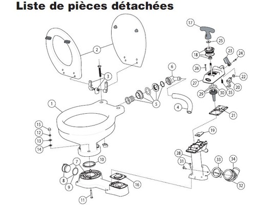 JABSCO Kit joint et visserie pour WC manuel