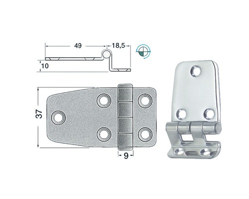 OSCULATI Charnière inox 68 x 37mm