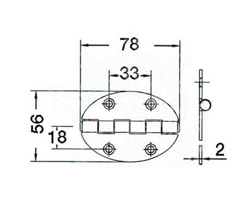 BIGSHIP Charnière inox ovale 56x78mm