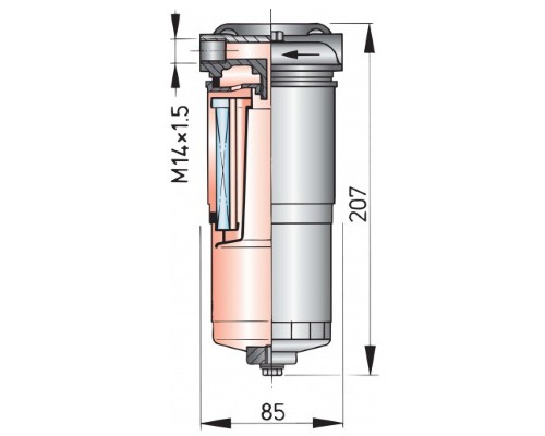 VETUS Séparateur eau/filtre à carburant type WS180