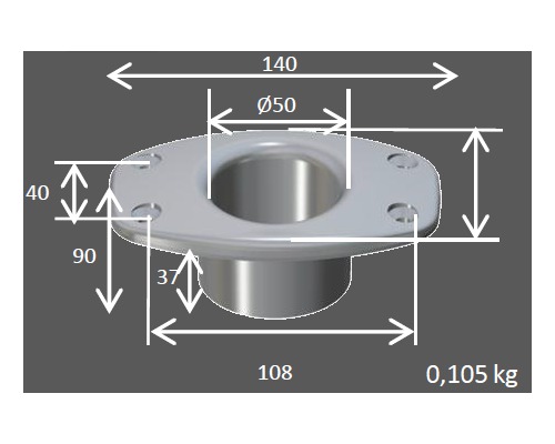 DAMADE Ecubier de pont Ø50mm aluminium anodisé