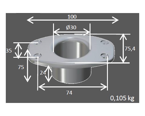 DAMADE Ecubier de pont Ø30mm aluminium anodisé