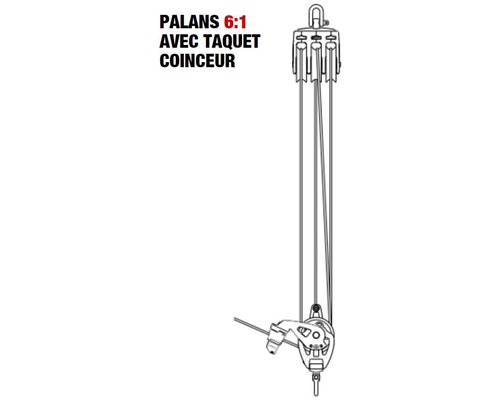 SELDEN Palan 4:1 à billes Ø40mm + cordage Ø7mm x 18m