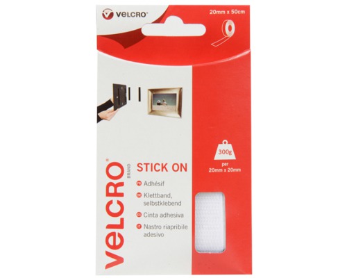 VELCRO® Ruban adhésif auto-agrippant blanc 20mmx 0,5m