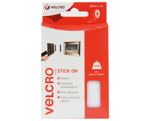 VELCRO® Ruban adhésif auto-agrippant blanc 20mmx1m