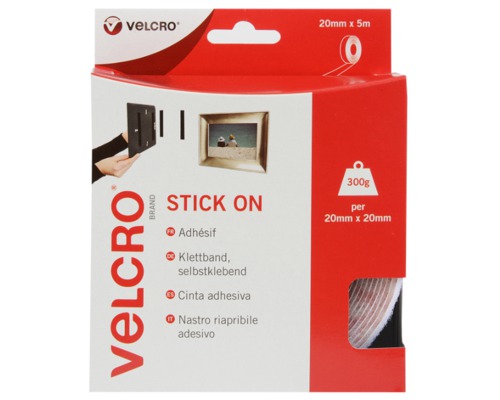 VELCRO® Ruban adhésif auto-agrippant blanc 20mm (5m)