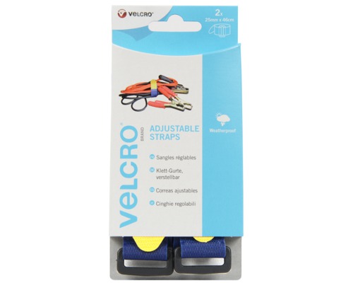 VELCRO® Sangle ajustable bleue 25mm x 46cm (x2)