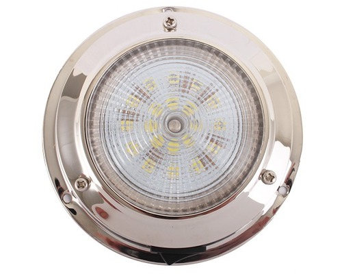 Plafonnier LED inox Ø ext. 137mm Ø verre 122mm