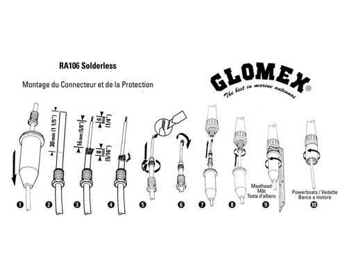 GLOMEX RA106 Voilier - 0.9m - 3db - fibre de verre cable 18m