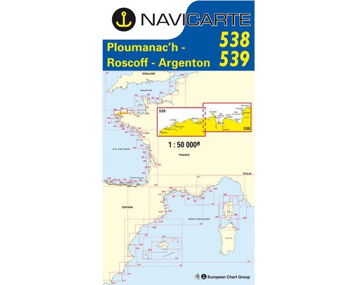 NAVICARTE Carte double n°538 et n°539 Ploumanac'h-Roscoff