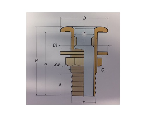 GUIDI Passe coque cannelé laiton 3/4" VRAC