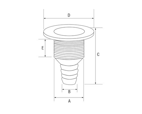 NUOVA RADE Sortie de coque blanche Ø30mm Fileté sur 65mm