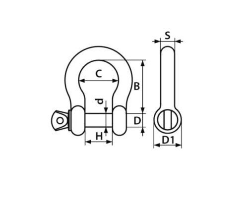 Manille lyre galva marquée Ø18mm-VRAC- - Jonctions - BigShip Accastillage -  Accessoires pour bateaux