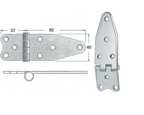 BIGSHIP Charnière inox 127x40mm