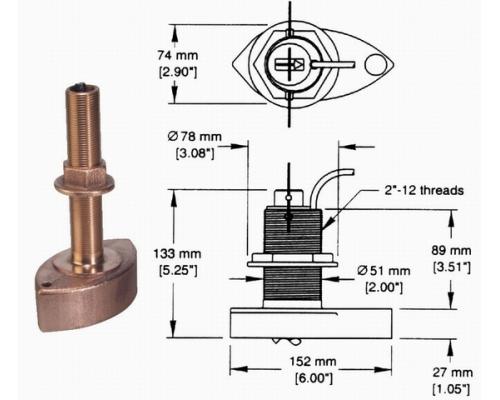 FURUNO Sonde trav. bronze tri-fonction 600W 50/200 kHz