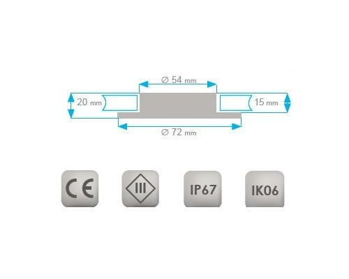 MANTAGUA Spot étanche LED Tudy inox 10W avec interrupteur