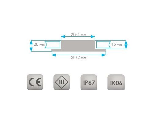 MANTAGUA Spot étanche LED Tudy inox 20W avec interrupteur