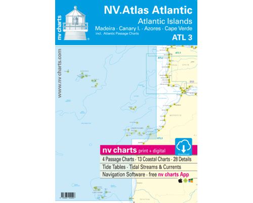 NV Charts ATLAS Atlantic Madeira,Canary,Azores,CapVerde ATL3