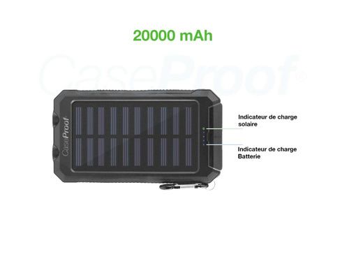 CASEPROOF Batterie solaire Etanche Anti-choc 20000 MAh