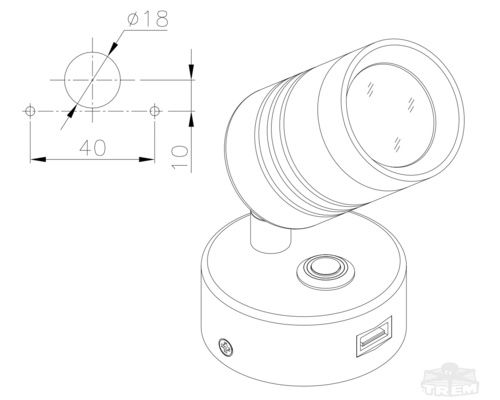 Spot led AURORA avec prise USB