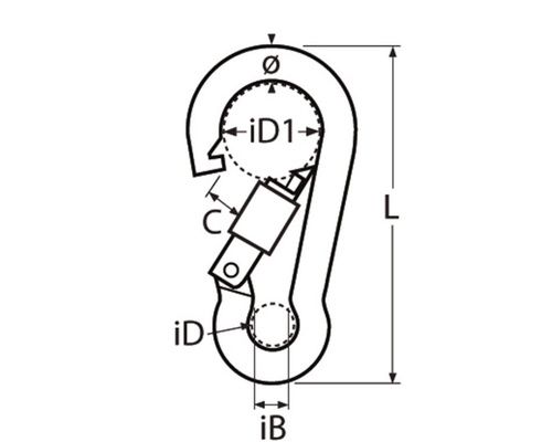 BIGSHIP Mousqueton de pompier avec ecrou de sécurité 10mm