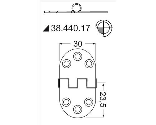 OSCULATI Charnière nœud saillant 2 mm 47x30 mm