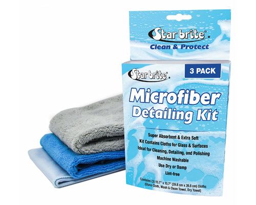 STAR BRITE kit de 3 microfibres pour surfaces vitrées 40x40c