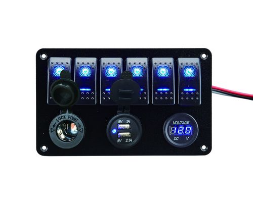 BIGSHIP Tableau électrique 12V 6 inter. LED +USB+voltmètre