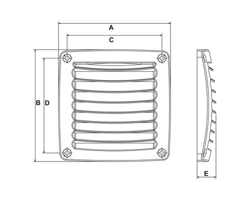 NUOVA RADE Grille aeration plastique blanche 92 x 92 mm VRAC