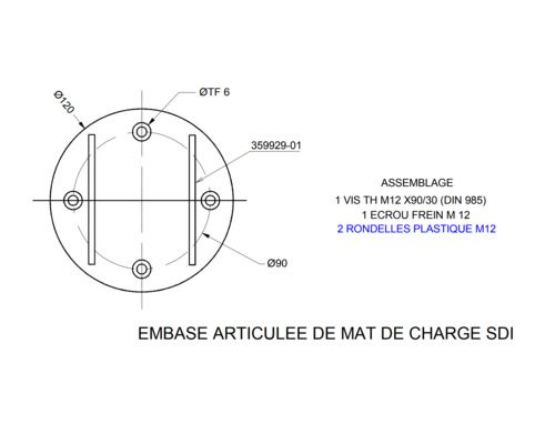 SDI Embase basse mat de charge pivotant 38/10 inox 316L poli