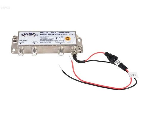 GLOMEX Amplificateur pour antennes TV 12/24V - 2 sorties