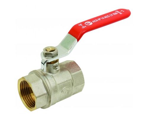 Vanne F/F laiton levier inox plat rouge 1" PN32