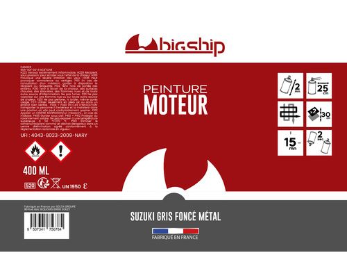 Bombe de peinture Suzuki gris foncé métallisé 400 ml