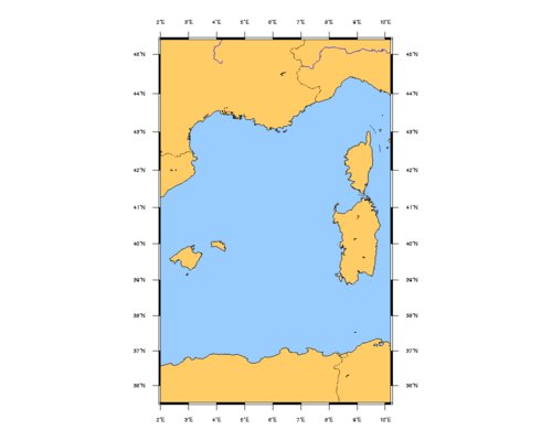 SHOM 7014 à plat îles Baléares à la Corse et à la Sardaigne