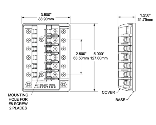 BLUE SEA Porte fusible 6 positions