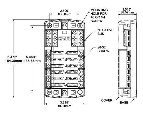 Porte-fusible pour 12 circuits électriques