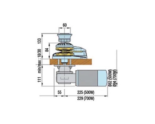 LOFRANS X1 700W 12V barb. mixte Ø8mm (ISO4565 - cord. 12mm)
