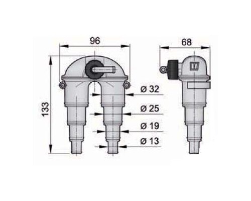 VETUS Coude anti-siphon avec clapet