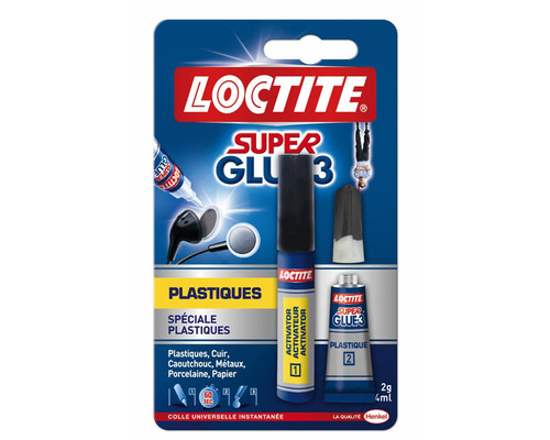 LOCTITE Super Glue-3 spéciale plastique : kit colle 2g + 4ml