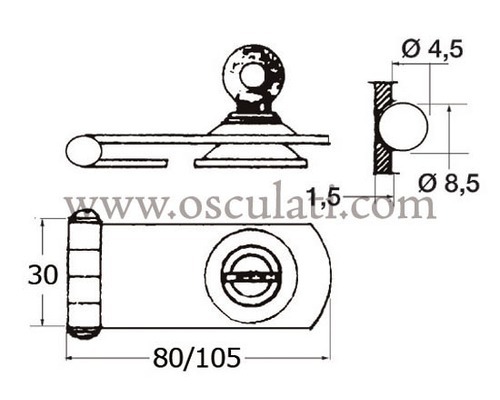 BIGSHIP Charnière à clé en inox 80x30 fermée