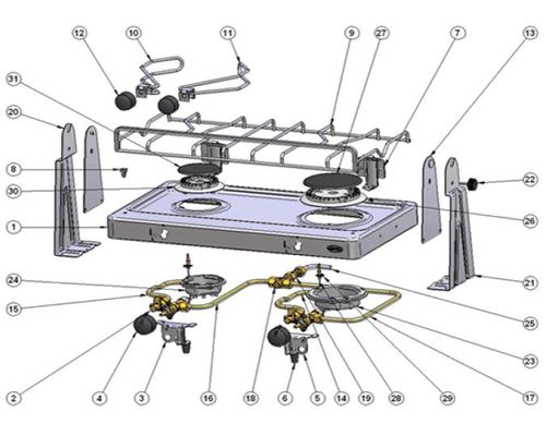 ENO Agrafe de fixation de la grille pour réchaud 2 feux enca